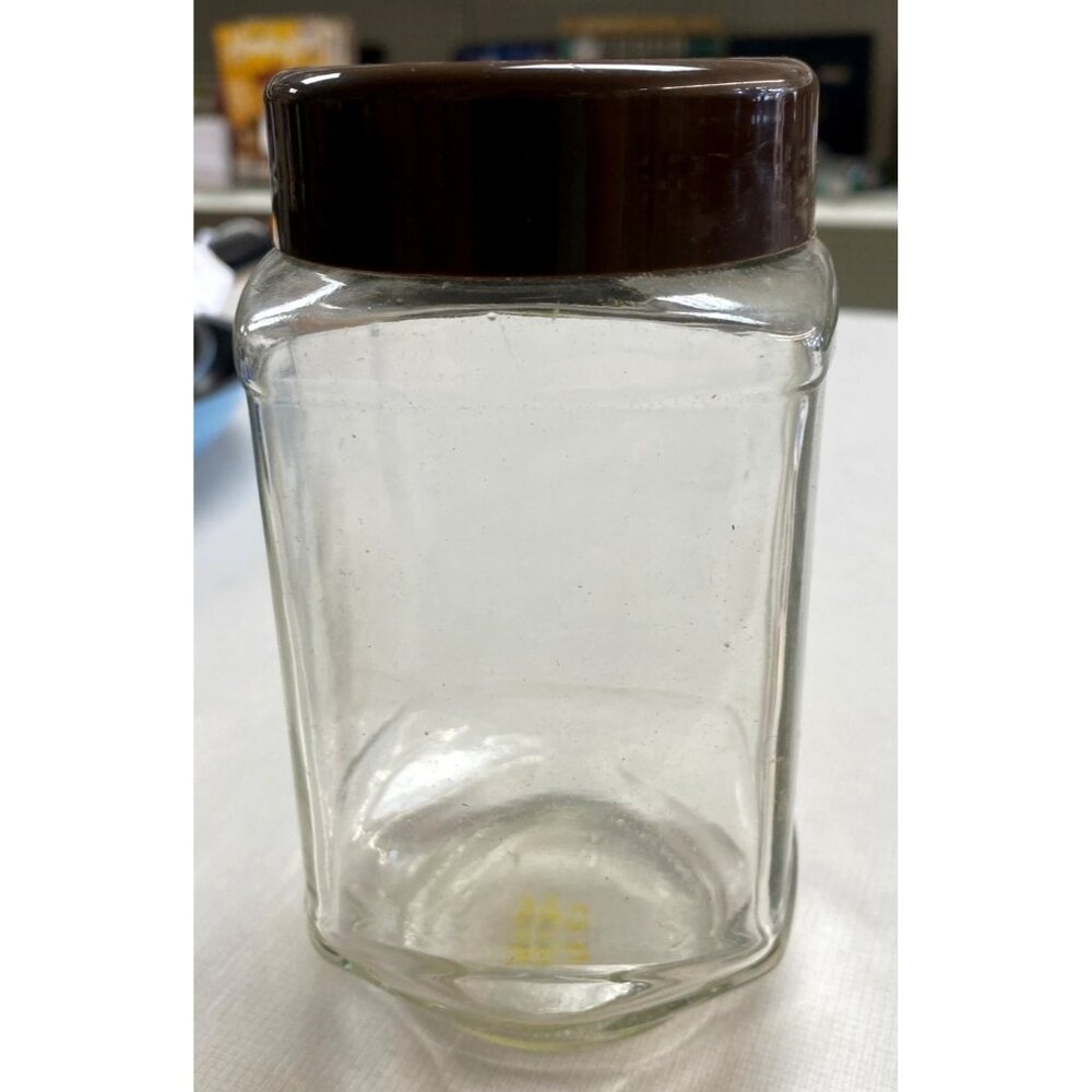 Vintage Sanka Glass Jar With Brown Plastic Lid